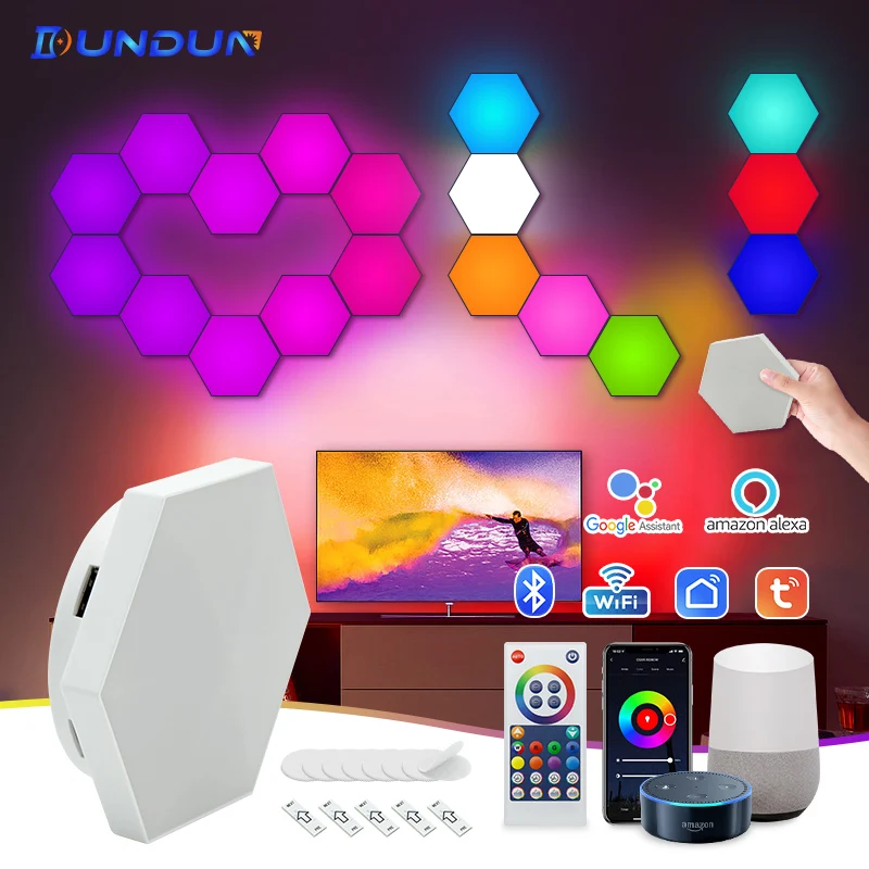

Светодиодная настенная лампа Tuya с Wi-Fi, умный декоративный RGB светильник с дистанционным управлением через приложение для украшения комнаты, спальни, «сделай сам»