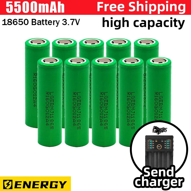 2024 Nuovo Originale Ad Alta Capacità 18650 5500Mah Batteria 18650 Batterie Ricaricabili Al Litio Di Corrente Per Lampade Torcia