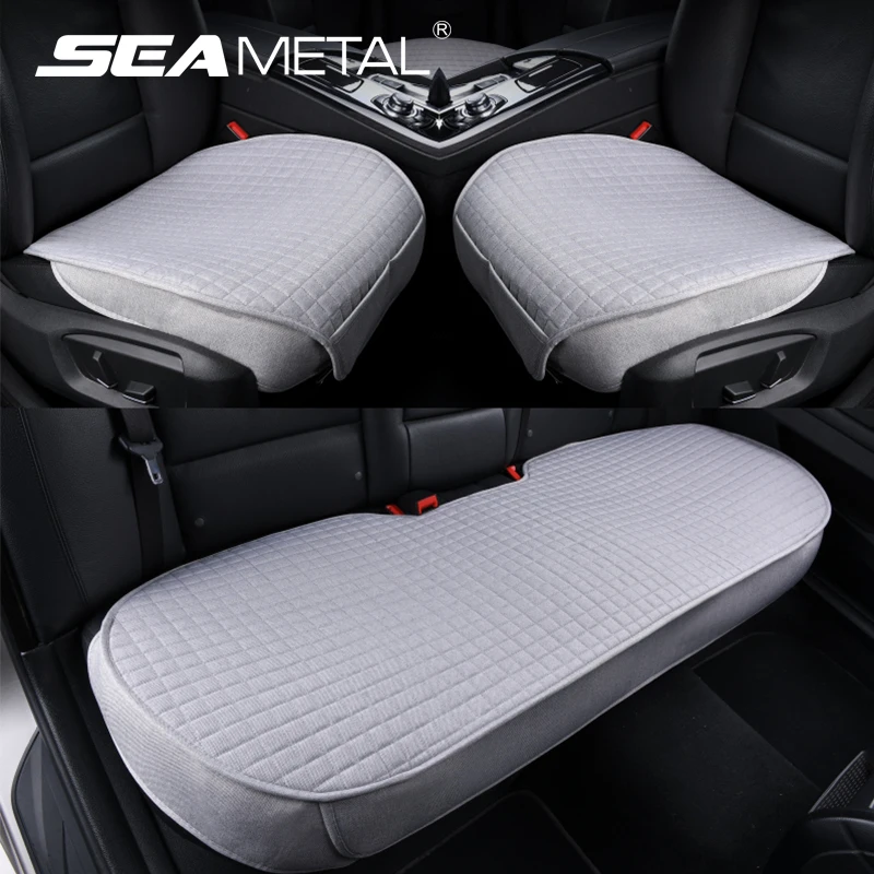 Car Seat Covers SEAMETAL Universal Flax Car Seat Covers Front Rear Breathable Linen Anti Slip