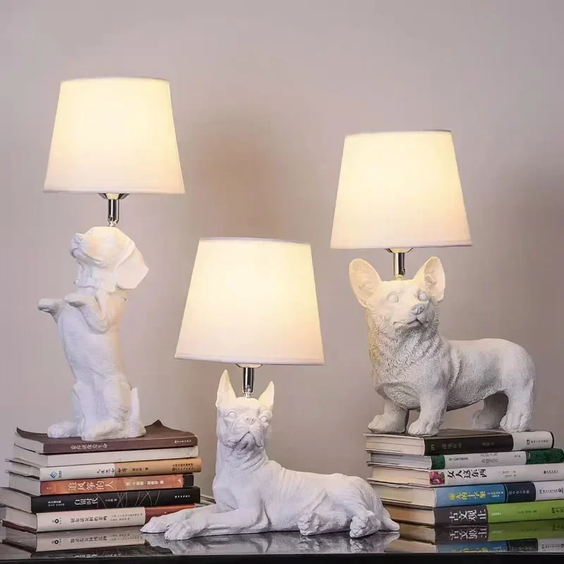 Modern Style LED Table Lamp Art Deco Puppy Table Light Nordic Designer Bedroom Bedside Children Animal Nightstand Dining Room