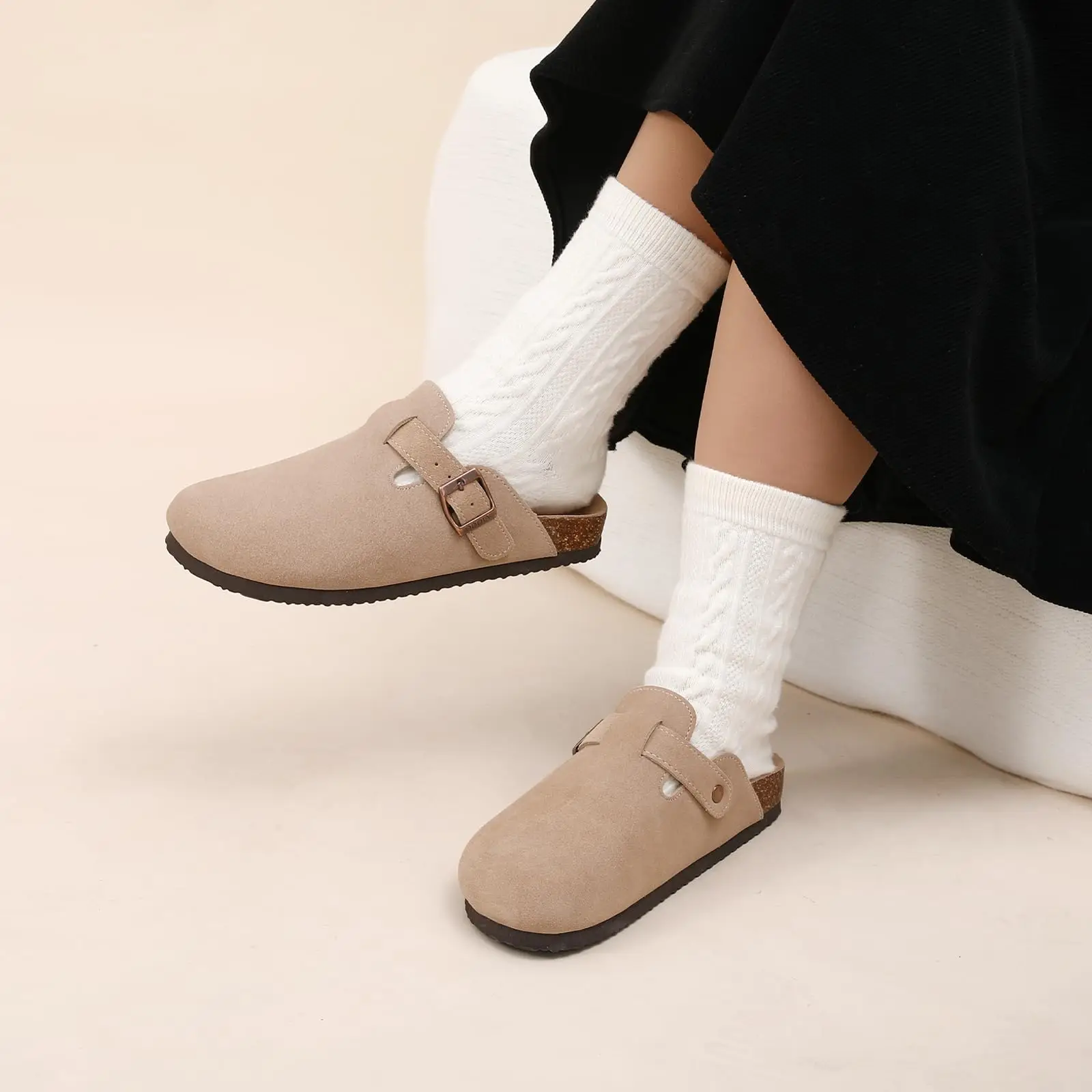 CRACOMIN Clogs für Damen, neue Kork-Slipper, Unisex, klassische Kork-Sandalen, modische Clogs aus Rindsleder, Mules für Herren, Outdoor-Strand-Slipper – Detail 10
