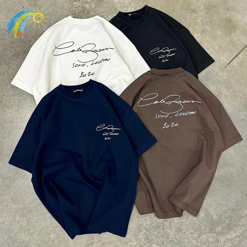 

23SS Brown Royal Blue Scrawled Slogan Logo Printing Cole Buxton T-Shirt Men Women 1:1 Cotton CB Tee Casual Short Sleeve With Tag