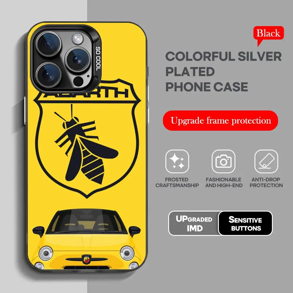 A-ABARTHes Italy Black Phone Case with Colorful Silver Design