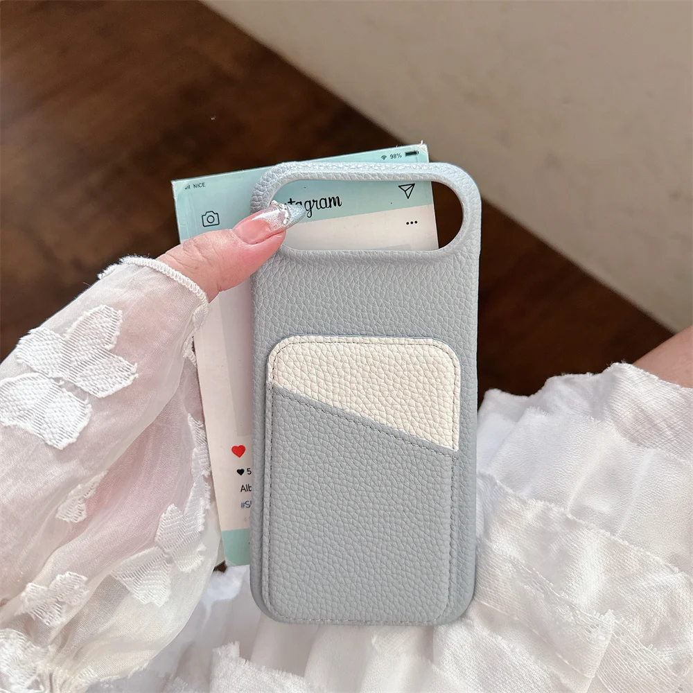 Luxury Color Collision Leather Wallet Card Slot Phone Case - Elegant Back Cover
