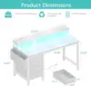 White Desk with 4 Drawers - 47 inch Gaming Desk with Monitor Stand, Computer Gaming Desk with LED Lights Power Outlets 2