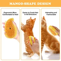 Cat Steam Brush, 3-In-1 Cat Steam Brush, Silicone Massage Beauty Brush, Cat And Dog Pet Hair Cleaning Brush Comb,Mango Shape 3
