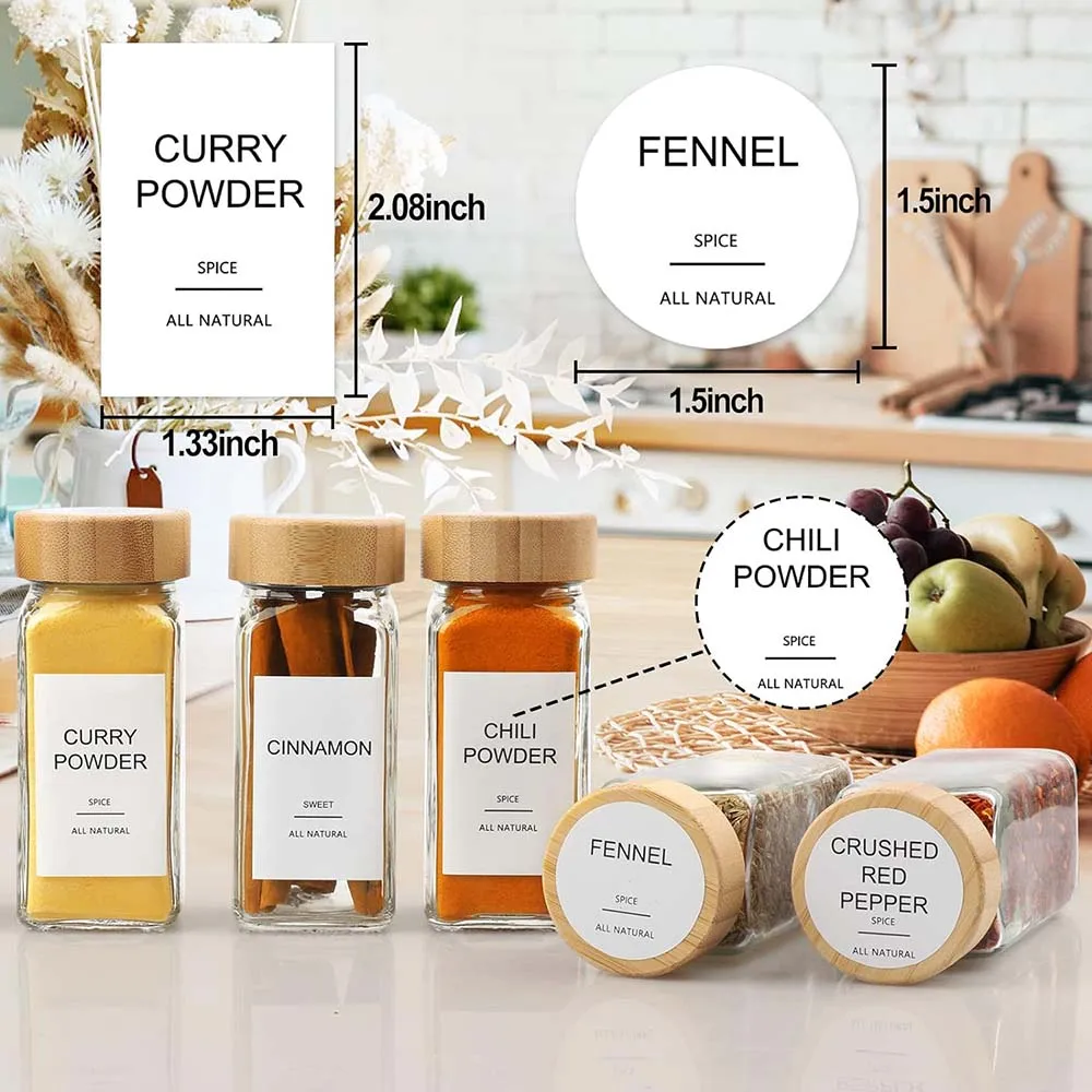 12Pcs 4oz Glass Spice Jars with Bamboo Airtight Lids , Empty Square Containers Seasoning Storage Bottles,Salt and Pepper Shakers