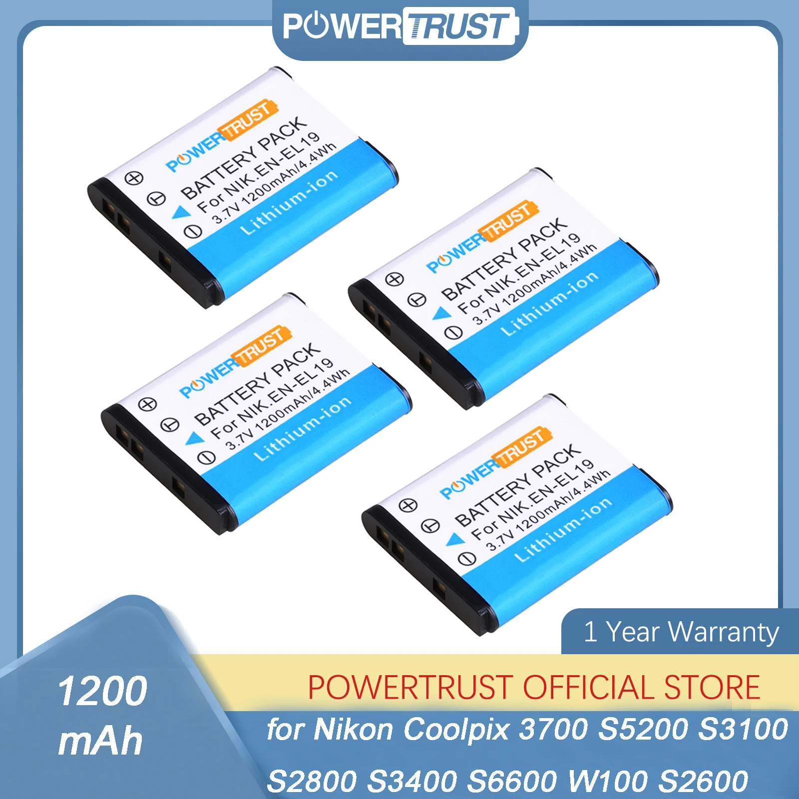 En-El19 Enel19 Batteria Per Nikon Coolpix W150 S32 S100 S2800 S3200 S3300 S3500 S3600 S4100 S4200 S4300 S5200 S5300 S6500 S6600