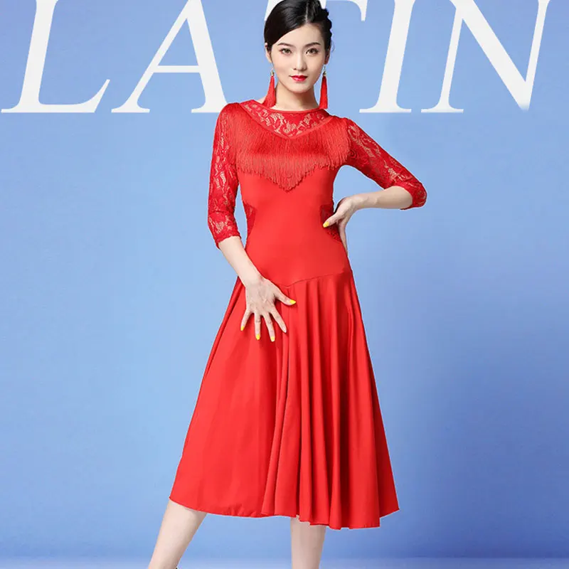 

Новинка, стандартное женское платье с большим подолом, одежда для тренировок, одежда для бальных танцев, вальса, вечеринки, танцевальной одежды