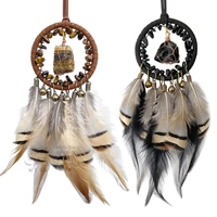 Handmade Dreamcatchers Car Hangers Window Wall Hanging Feathered Tassels Natural Stone Bells Ornament for Bedroom Decors 1