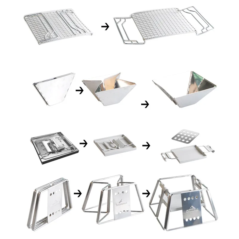 Outdoor Camping Picnic Ultra-small Stainless Steel BBQ Grill Portable Home Charcoal BBQ Stove For CAMPINGMOON