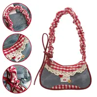 Mini sacs à main à grille de mode, sangle d'épaule réglable, sac de transport coréen à main, sac à bandoulière simple, pochette sous les bras 5