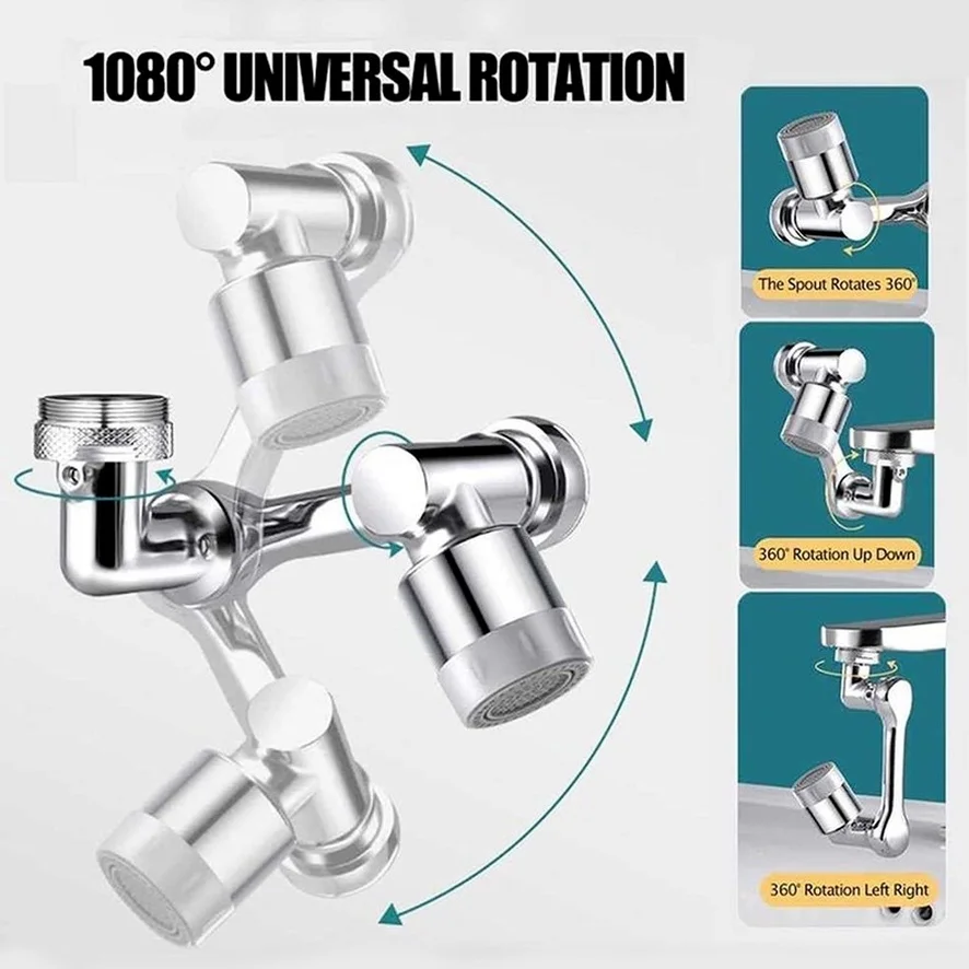 Stainless steel Faucet Extender 1080 °Swivel Water Tap Nozzle Faucet Sprayer Universal Bathroom Mixer Aerator 2 Spray Modes