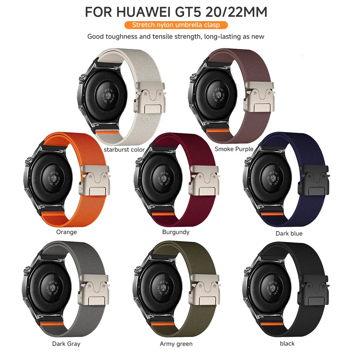Versatile Elastic Nylon Watch Strap - 20mm/22mm