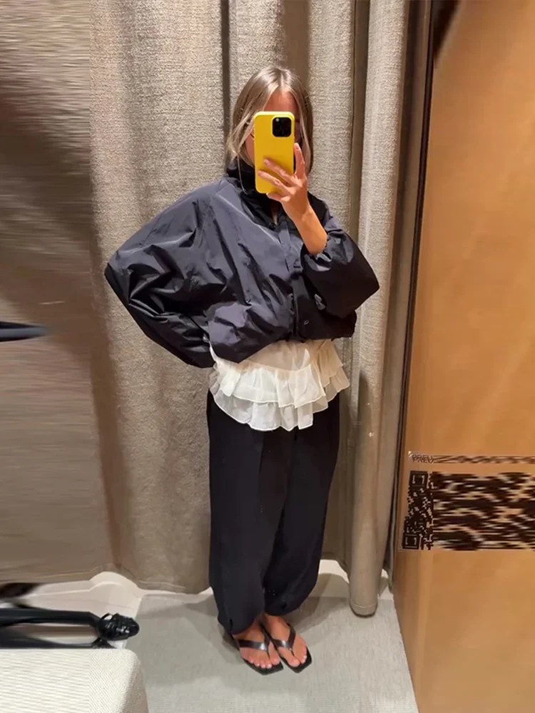 louren ローレン/stand collar short jacket Chic Stand Collar Short Jacket Women Retro Casual Red Single
