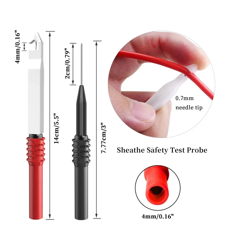 30PCS Zurück Sonde Kit Multimeter Test Führt 4mm Bananen Stecker auf Krokodilklemmen Draht Piercing Sonde Automotive werkzeug P1920B – Detail 10