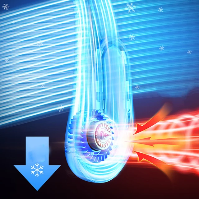 Usb Újratölthető Hordozható Pengék Nyak Elektromos Ventilátor Léghűtő Led Digitális Kijelző Hőmérséklet Intelligens Vezérlés - Image 3