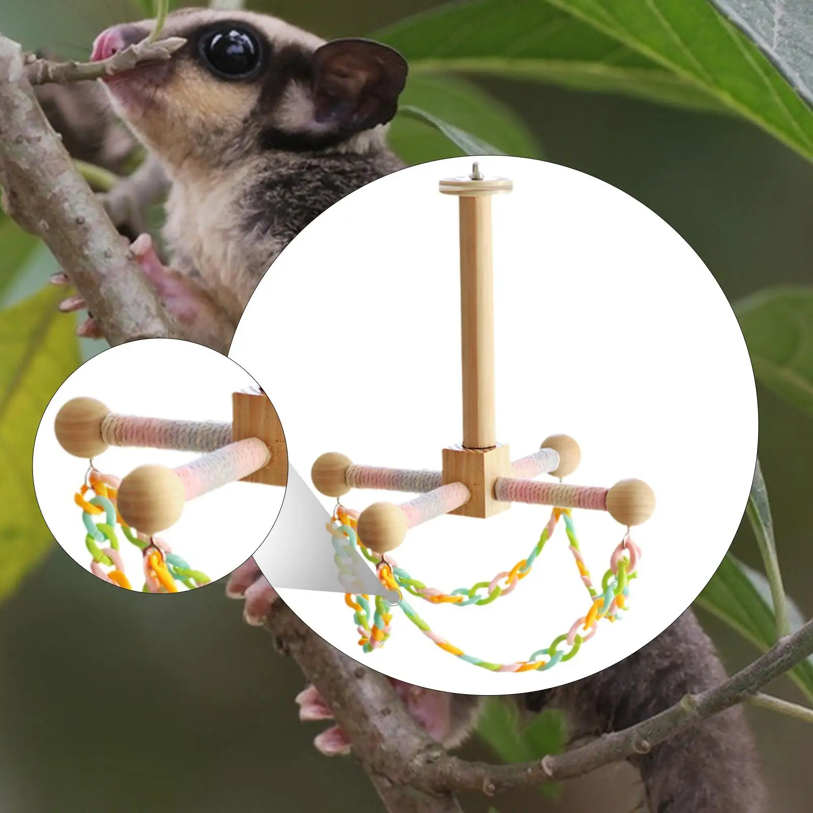 Cage Accessories Enrichment Toy Wooden Rope Chewing Playset for Small ...