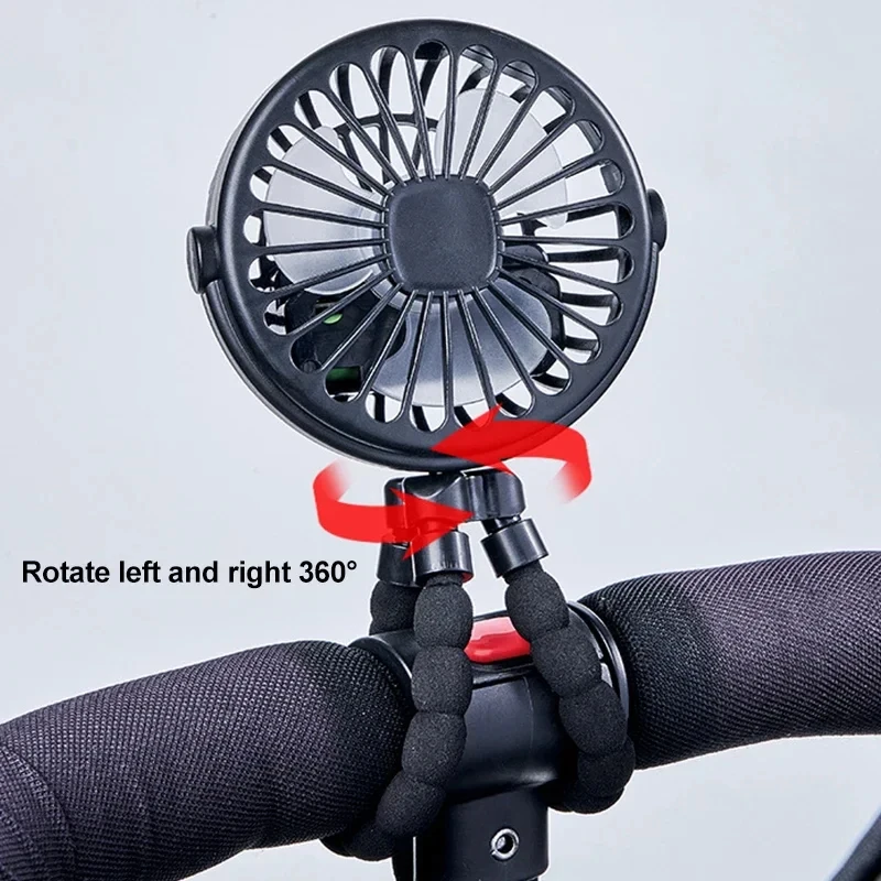 Mini ventilatore portatile multifunzione a forma di polpo ricaricabile tramite USB, piccolo e fisso, ideale per passeggino, bicicletta o altri veicoli._voghion.com