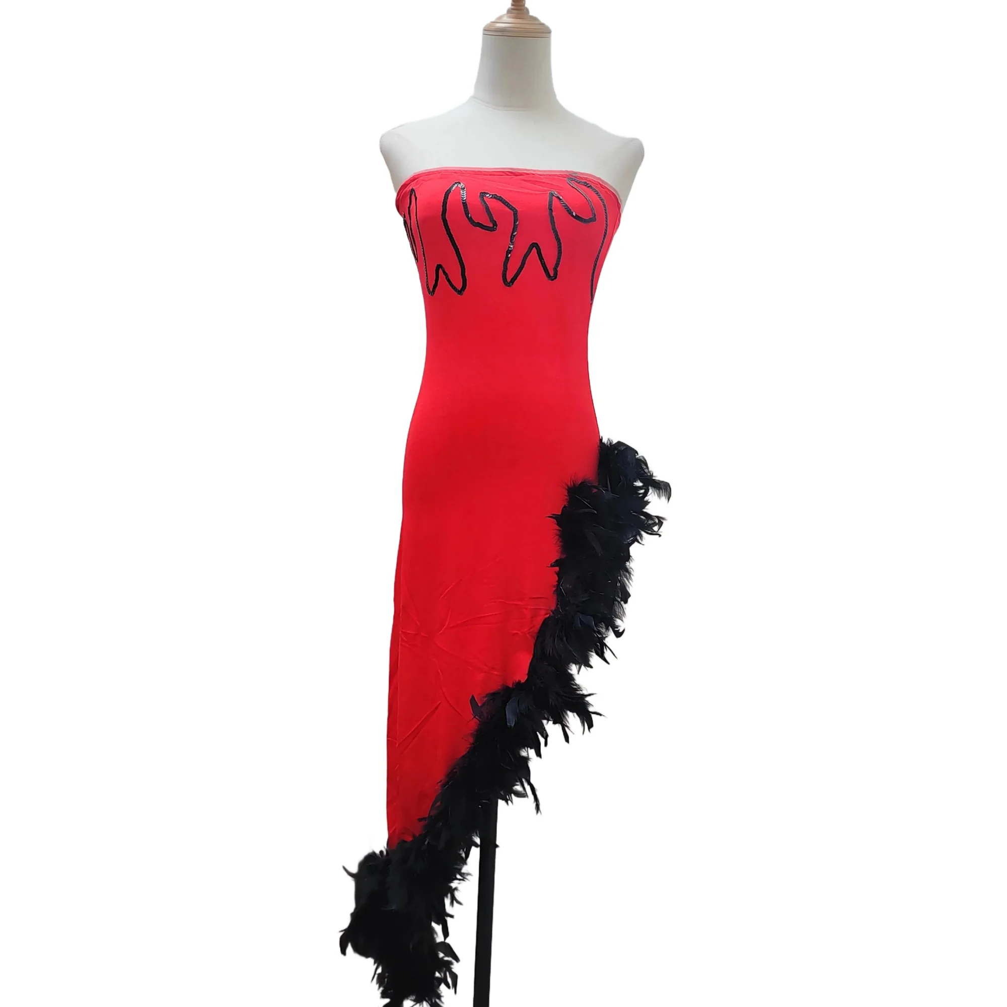 Red Devil Costume Dress - Halloween Party Outfit Devil Gown Costume Set  with Horns Ideal for evening dress