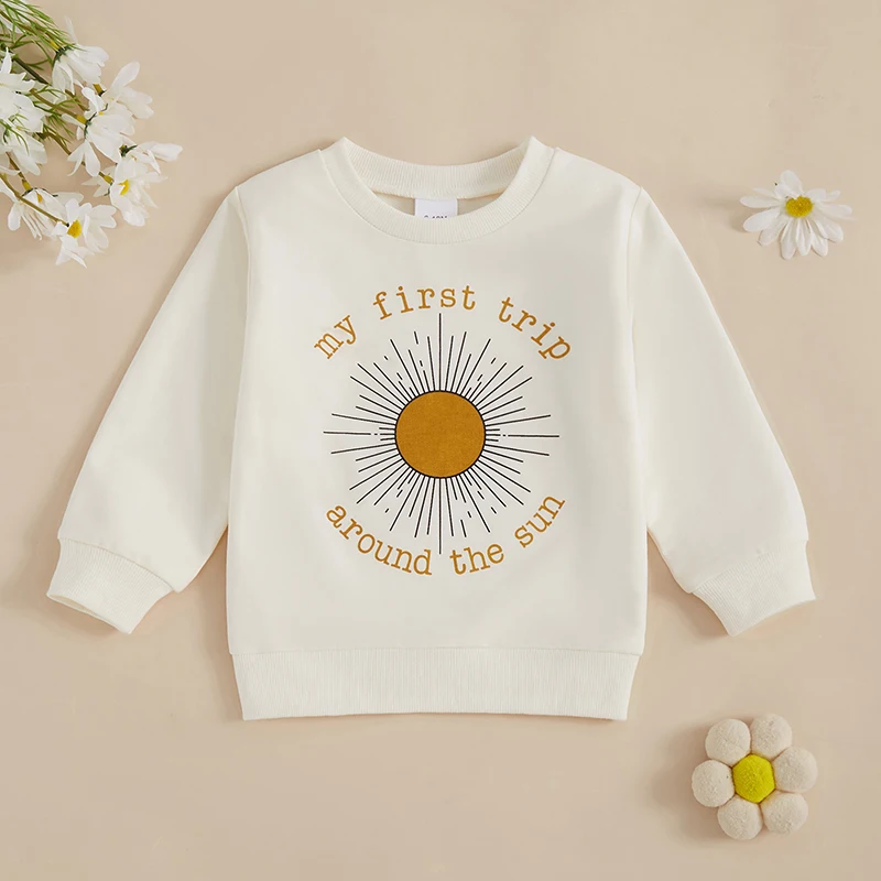 ma&baby 6-18M Newborn Infant Baby Boy Girl T-shirt 1st Birthday Clothing Letter Sun Pattern Long Sleeve Fall Spring Tops