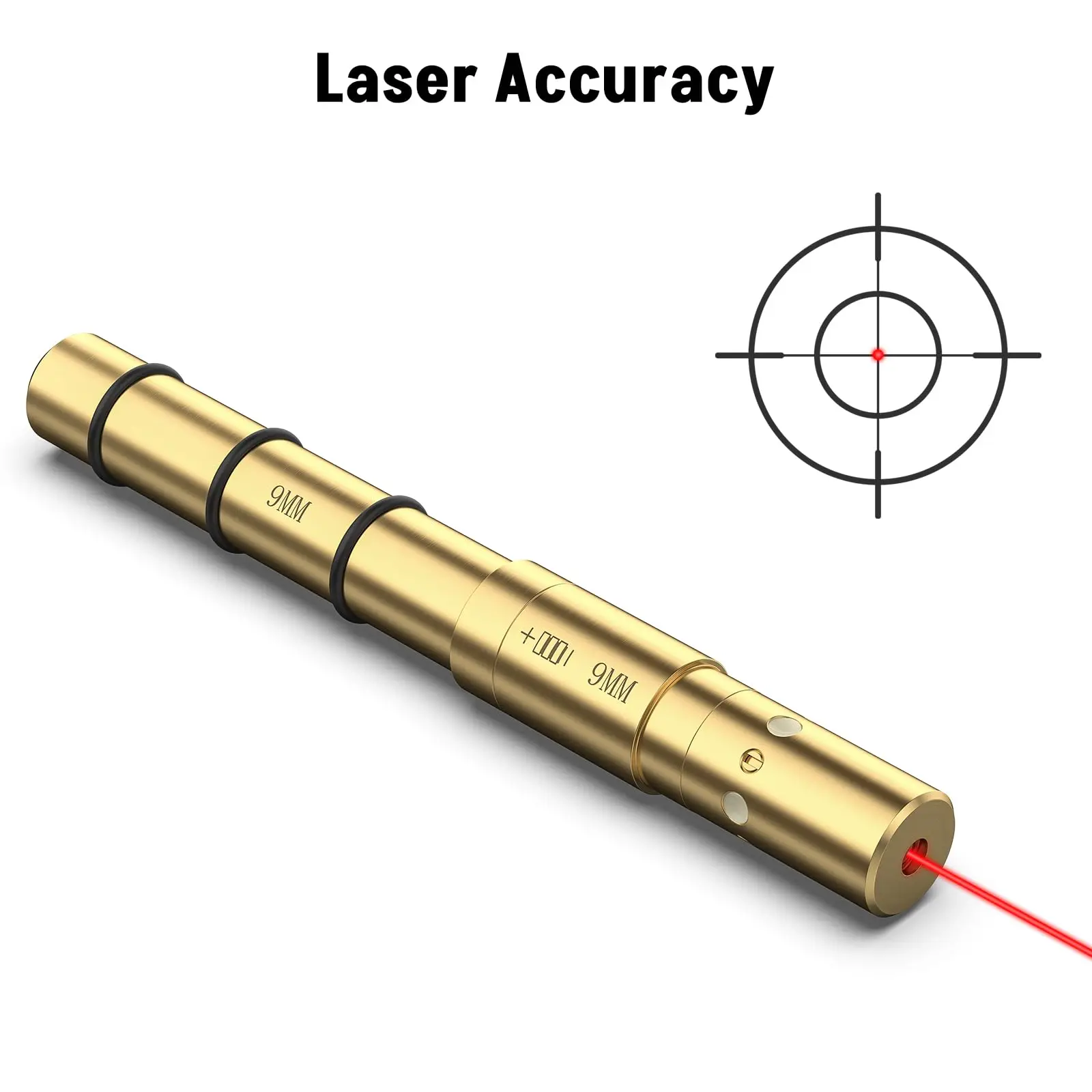 MidTen Laser Bore Sight 9MM 380ACP .38SPL .357MAG End Barrel Boresighter 4 Sets of Batteries Spare O-Rings Airsoft