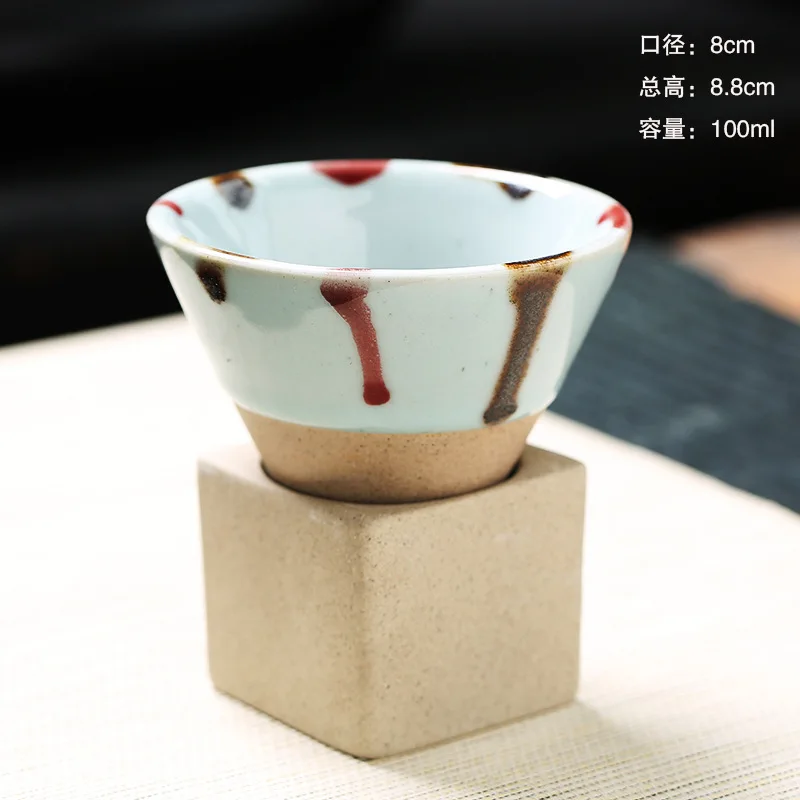 100ml Creative Pottery Coffee Cup Retro Ceramic Coffee Mug Rough Pottery Tea Cup Japanese Latte Pull Flower Porcelain