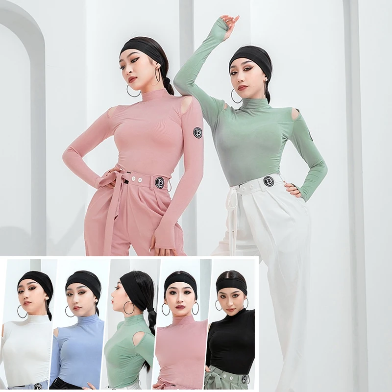 

Latin Dance Tops For Women Adult Long Sleeve Practice Clothing Female Professional Rumba Tango Samba Cha Cha Dance Shirt DWY7118