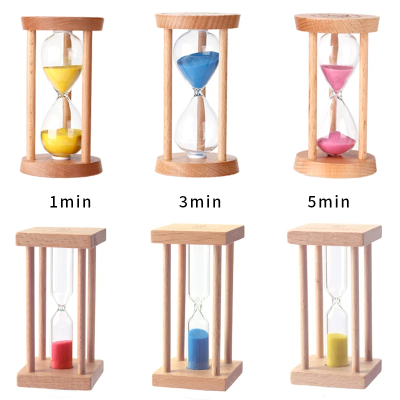 1 colorful sand timer, hourglass timer, 1-minute/3-minute/5-minute sand clock square and cylindrical hourglasses for game