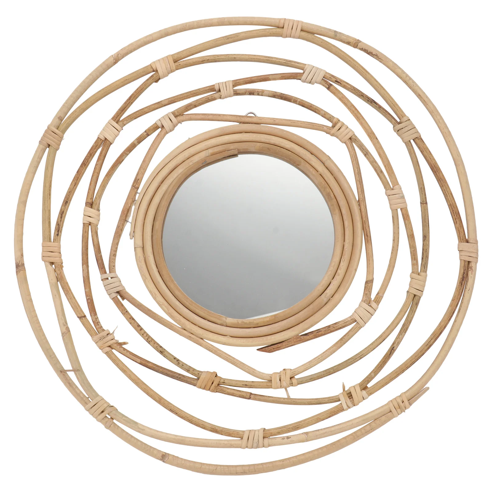 

Rattan Frame Hanging Wall Mirror Decorative Nordic Wicker Dressing Makeup Mirrors Glass Farmhouse Wall Decoration Photography