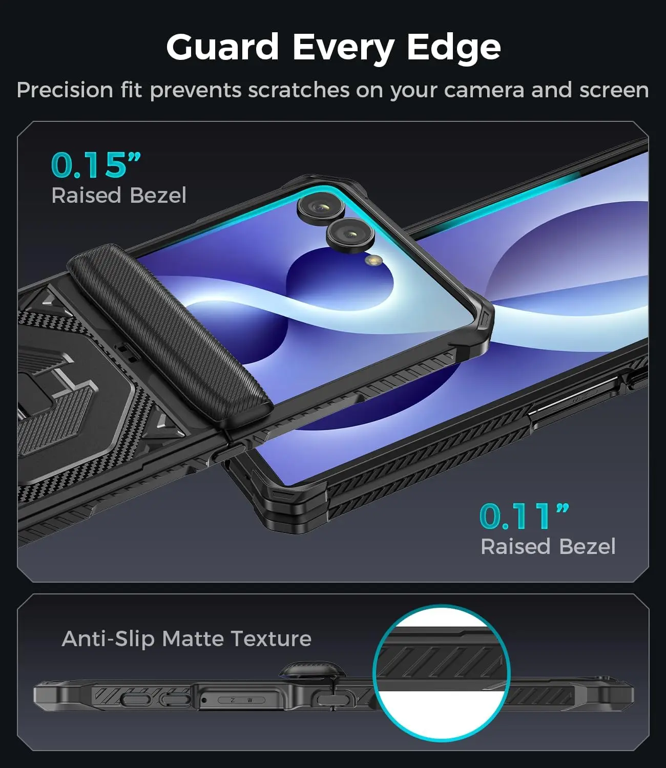 Rugged Shockproof Phone Case with Magnetic Stand and Hinge Protection