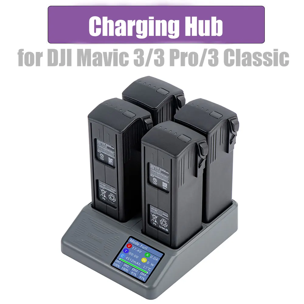 4-Way Digital Display Charging Hub For DJI Mavic 3 Battery Charger for DJI Mavic 3 Pro/Mavic Classic/3 Cine Drone Accessories