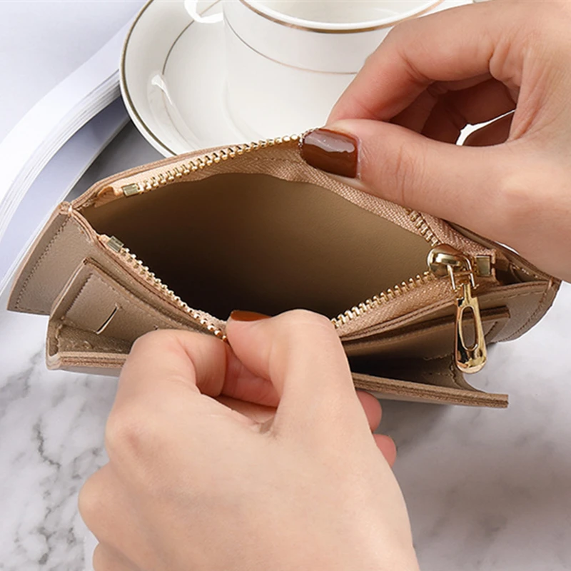 New Fashion Women's Wallet Short  Female Coin Purse with Zipper PU Leather Card Holder Cover Small Ladies Mini Clutch For Girl