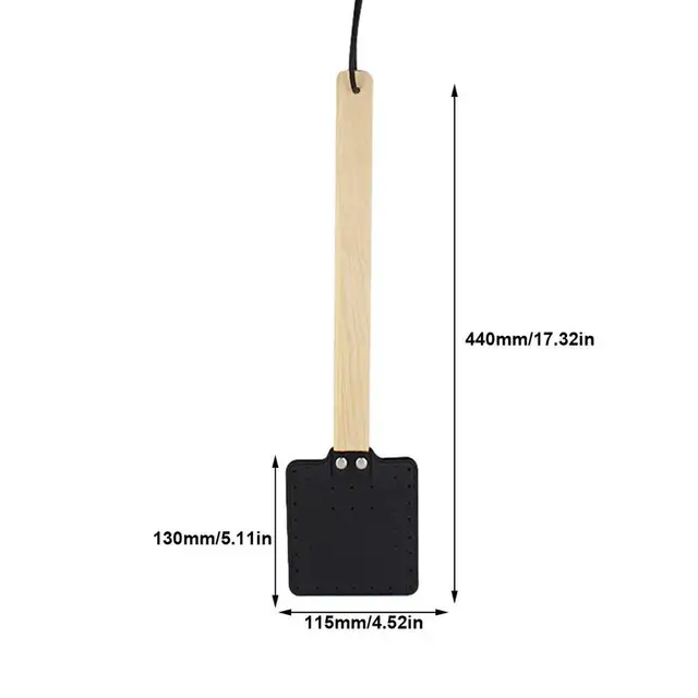 Bőr Fly Swatter Erős Flyswatter Kéziszámlók A Legyek Lógó Kézi Légy Swat Romboló Beltéri Hosszú Fa Fogantyú - Image 6