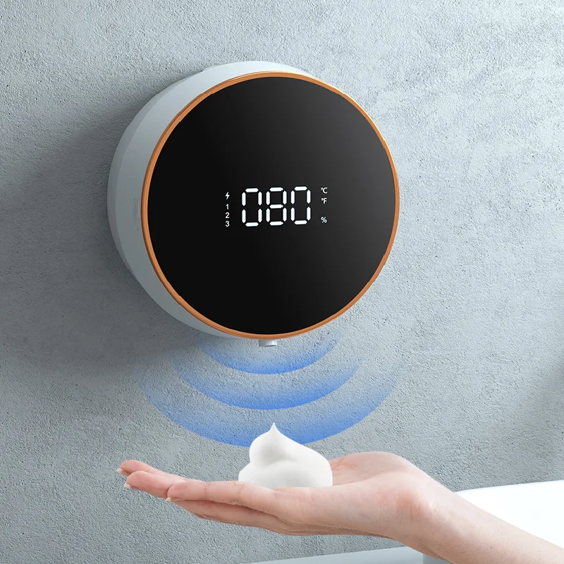 

300ML Wall Soap Dispenser Thermometer Liquid Sanitizer Smart Infrared Temperature Measurement Sensor Hand Washer Sanitizer