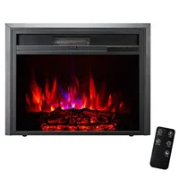 Electric Fireplace Heater Remote LED Flame Effect Temp Control Glass Steel Freestanding Wall Mount Indoor Fire Insert 1500W 1