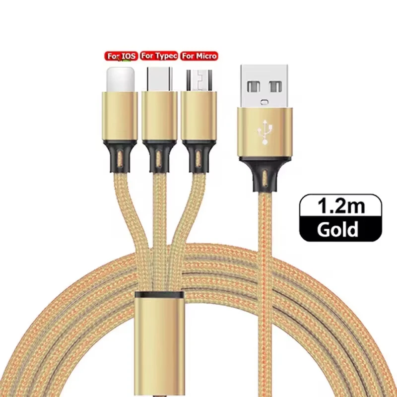 Cavo dati 3 in 1 per Android, iOS, Type-C, multifunzione, USB, un cavo tre in uno per la ricarica e il trasferimento dati.   ﻿