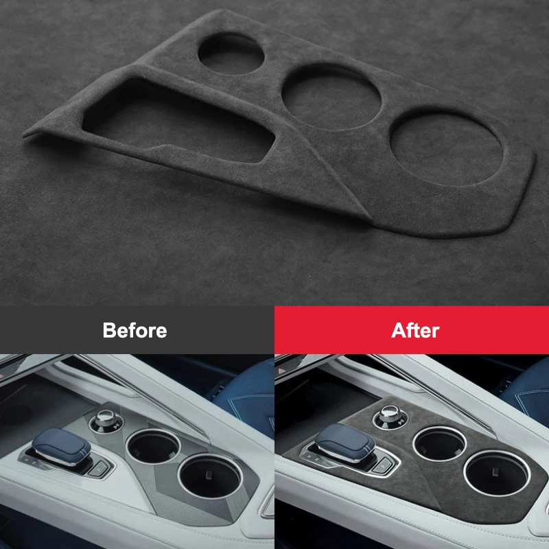 Per Zeekr 001 Alcantara Suede Center Console Gear Panel Cover Protettiva Car Styling Modifica Cup Holder Panel Cover