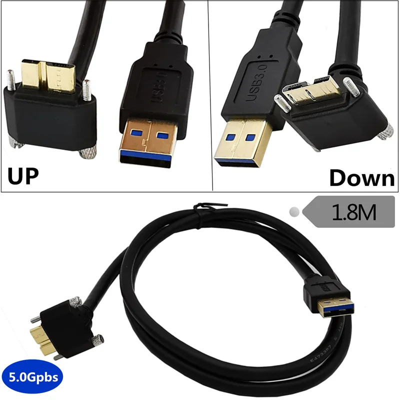 

Кабель с винтовым замком, разъем а папа-Micro B, угол 90 °, 3,0 м, USB 1,8