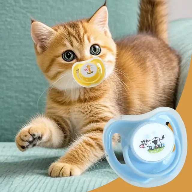Cat Pacifier Teething Toys, 4PCS Butterfly Shape Silicone Chew Toys with Cover for Kitten Puppy Calming, Soothing Chewing Relief 4