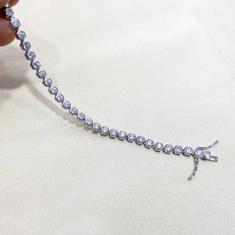 Trendy Beehive Tennis Bracelet 925 Sterling Silver Full 5A Zircon Sparking Jewelry for Women Lady Party Birthday Gift 5