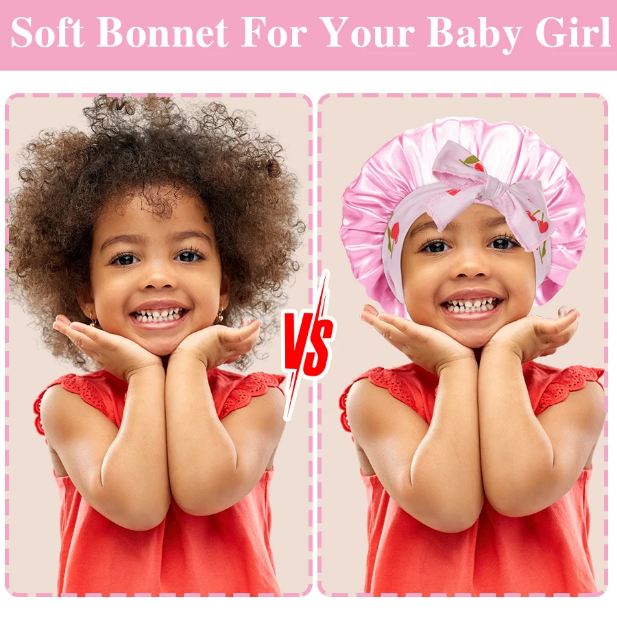 Baby Sleep Cap with Band Bow Tie Silk Kids Shower Night Sleep Hat Beanies Satin Bonnet Nightcap for Child Boy Girls