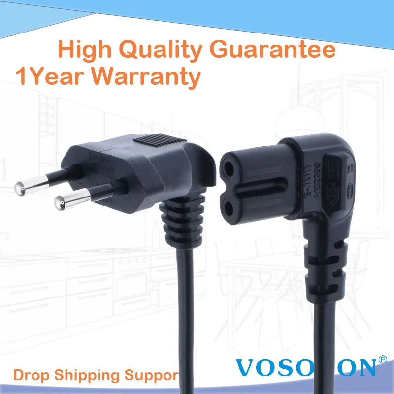 Right-Angle European Schuko to IEC C7 Power Cable