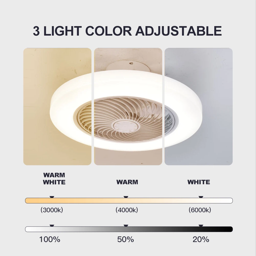 Smart Ceiling Fan Fans With Lights Remote Control Bedroom Decor Ventilator Lamp 52cm Air Invisible Blades Silent 5