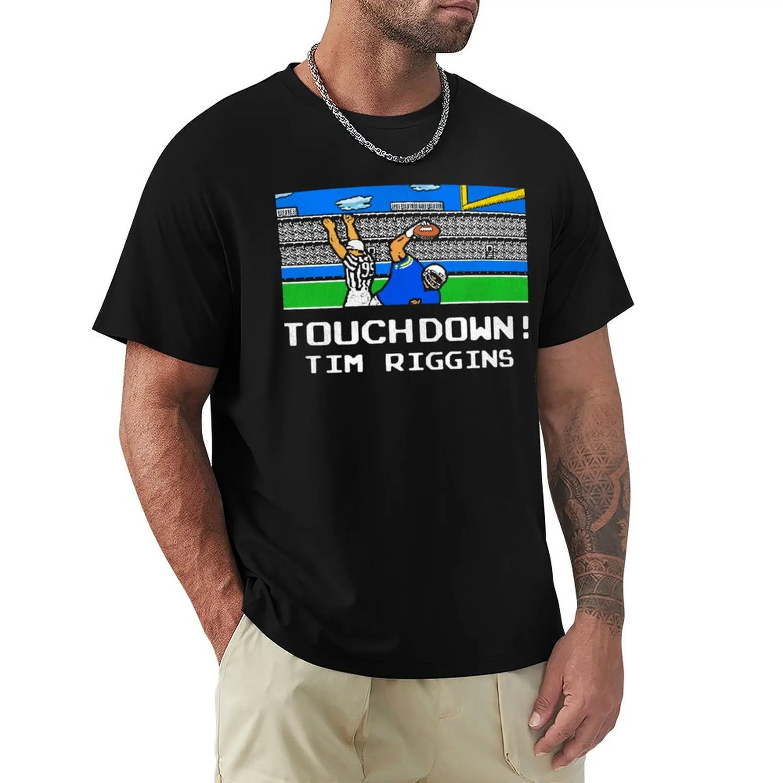 

Tecmo Tim Riggins Touchdown T-shirt oversizeds hippie clothes fruit of the loom mens t shirts