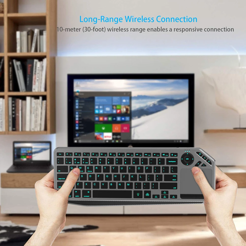 간편한 미디어 컨트롤 및 내장 터치패드 마우스, 무선 터치 TV 키보드, 블루투스 2.4G