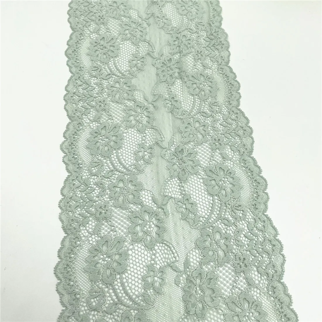 3y/lot Width 17cm Light Green Elastic Stretch Lace Trim 5
