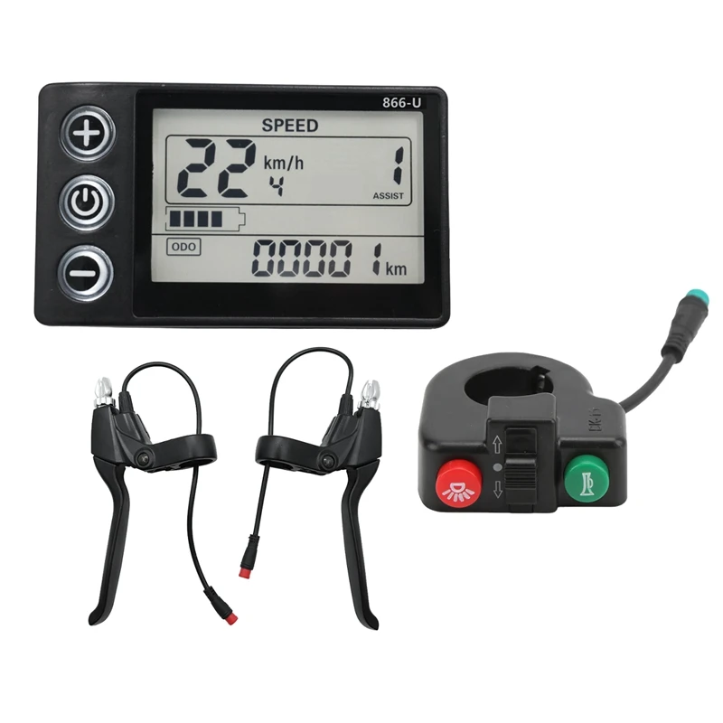 

24V 36V 48V 60V 866 Controller Dashboard+Brake Lever+Switch Electric Bike LCD Display For E-Bike Scooter