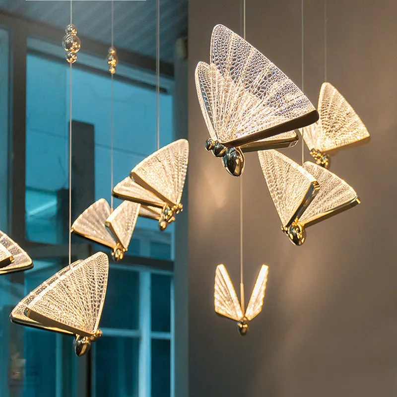 

Mifuny chandeliers Small Butterfly Transparent Acrylic Pendant Lights Modern Chandeliers for Dining Room Butterfly Pendant Light