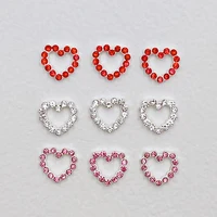 Breloques pour ongles en forme de cœur en métal, 10 pièces, rouge, rose, argent, diamant, pièces pour manucure, accessoires de décoration, breloques d'amour ajourées 6